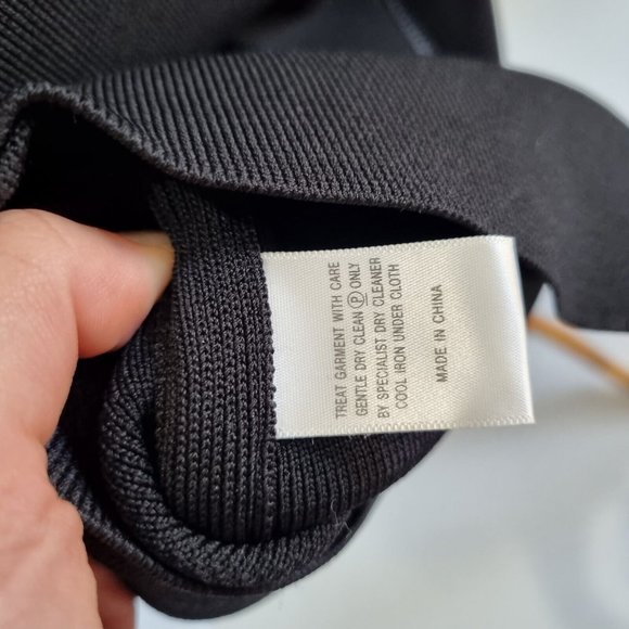 Witchery Black & Beige Lace Contrast Bodycon Dress Size 14 - Picture 7 of 8